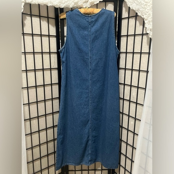 SARA STUDIO DENIM MAXI ANIMAL EMBROIDERED ARTSY JUMPER DRESS SIZE L - Picture 6 of 10